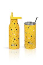 Dots In Yellow Thermos 550ml | Με Εσωτερικό Καλαμάκι