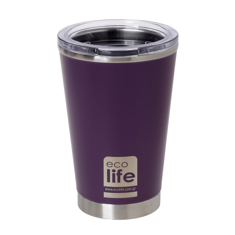 Dark purple coffee thermos 370ml | Διάφανο καπάκι