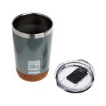 Light Grey (Cork Bottom) Coffee Thermos 370ml | Διαφανές Καπάκι
