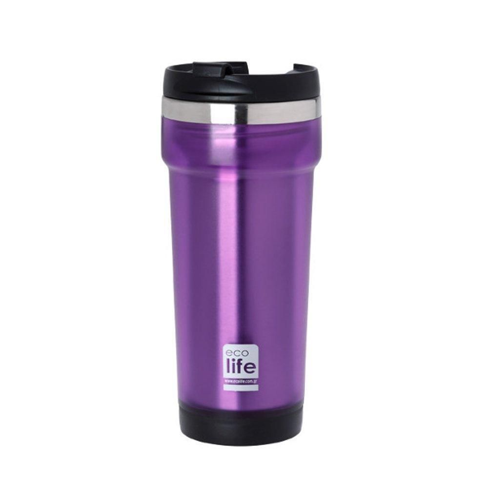 Purple coffee thermos 420ml | Plastic outside
