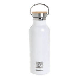 White Thermos 500ml | Bamboo lid